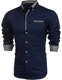 Blue Cotton Casual Casual Shirts For Men-thumb2