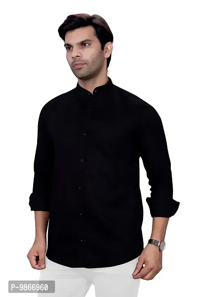 Sky Global Men's Regular Fit Mandarin Collor Cotton Shirt-thumb4