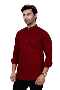 Stylish Maroon Cotton Casual Shirt For Men-thumb3