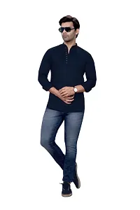 Sky Global Men's Regular Fit Fullsleeves Cotton Kurta DarkBlue-thumb2