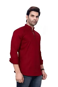 Sky Global Men's Regular Fit Fullsleeves Cotton Kurta Maroon-thumb1