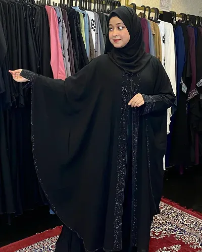 Fancy Cotton Blend Abaya With Burkha For Women