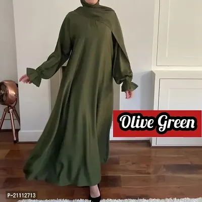 Abaya for women simple Green With Hijab-thumb0