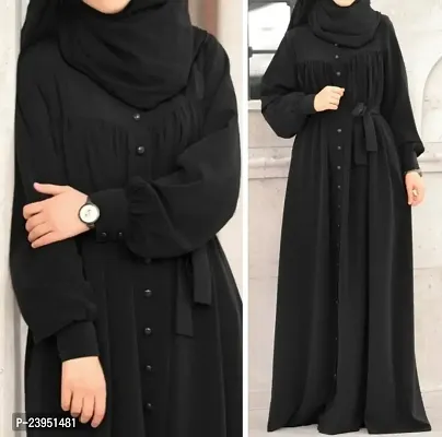 Front Open Designer Abaya  (Black)-thumb0