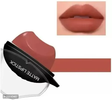 Elecsera Lip Shape Lipstick Long Lasting Waterproof Non-Stick Cup Matte Lipstick (Brown, 10 g)-thumb0