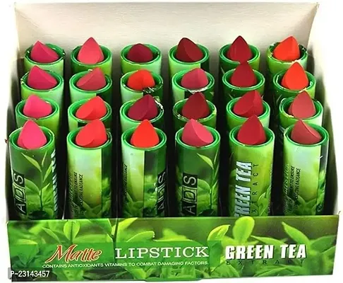 Elecsera Lipstick Set Of 24 green Tea Extract Multicolor With Moisturizing Effect (Multicolor, 6 g)-thumb0