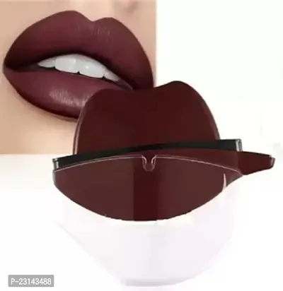 Elecsera Lip Shape Lipstick Long Lasting Waterproof Non-Stick Cup Matte Lipstick (Maroon, 10 g)-thumb0