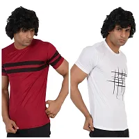 Stylish Multicoloured Polyester Printed Tees For Men Pack of 2-thumb2