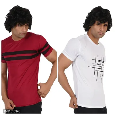 Stylish Multicoloured Polyester Printed Tees For Men Pack of 2-thumb3