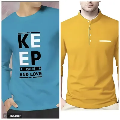 Stylish Multicoloured Polyester Printed Tees For Men Pack of 2