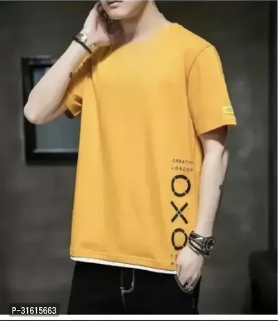 Stylish Yellow Polyester Printed Tees For Men-thumb0