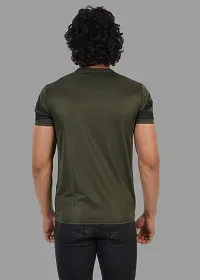 Stylish Olive Polyester Printed Tees For Men-thumb1