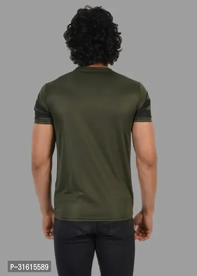 Stylish Olive Polyester Printed Tees For Men-thumb2