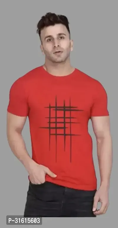 Stylish Red Polyester Printed Tees For Men-thumb0