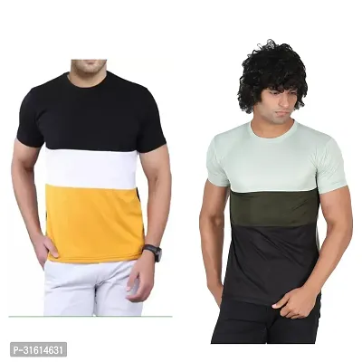 Stylish Multicoloured Polyester Printed Tees For Men Pack of 2-thumb0