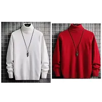 Elegant Multicoloured Wool Blend Solid Long Sleeves Sweatshirts For Men Pack Of 2-thumb1