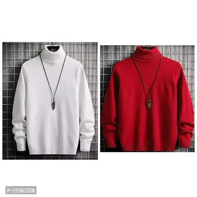 Elegant Multicoloured Wool Blend Solid Long Sleeves Sweatshirts For Men Pack Of 2-thumb2