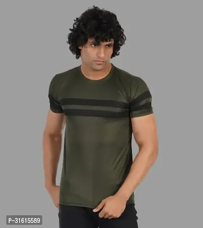 Stylish Olive Polyester Printed Tees For Men-thumb0