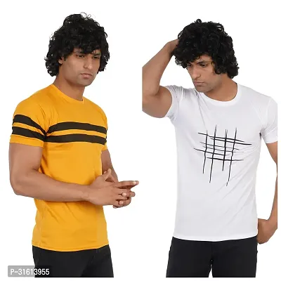 Stylish Multicoloured Polyester Printed Tees For Men Pack of 2-thumb3