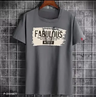 Stylish Grey Polyester Printed Tees For Men-thumb0