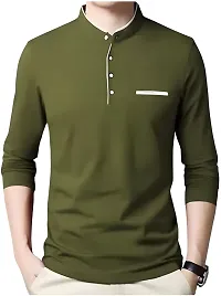 Stylish Olive Polyester Printed Tees For Men-thumb2