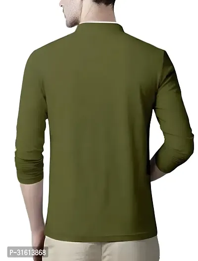 Stylish Olive Polyester Printed Tees For Men-thumb2