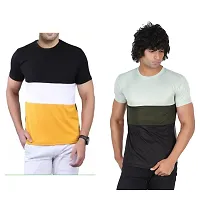 Stylish Multicoloured Polyester Printed Tees For Men Pack of 2-thumb1