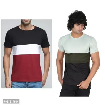 Stylish Multicoloured Polyester Printed Tees For Men Pack of 2-thumb0