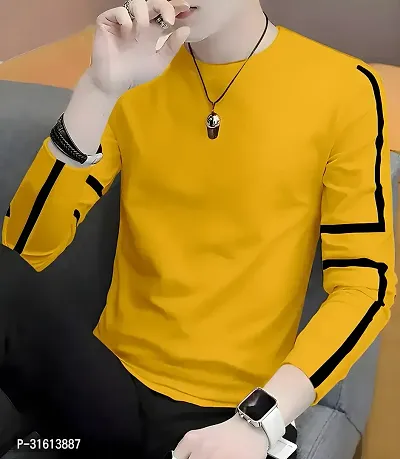 Stylish Yellow Polyester Printed Tees For Men-thumb0