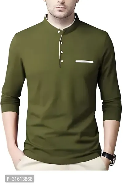 Stylish Olive Polyester Printed Tees For Men-thumb0