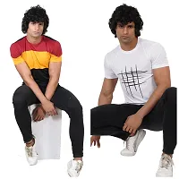 Stylish Multicoloured Polyester Printed Tees For Men Pack of 2-thumb2