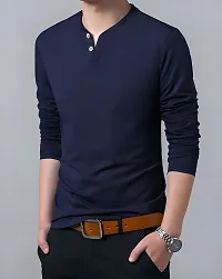 Stylish Navy Blue Polyester Printed Tees For Men-thumb2