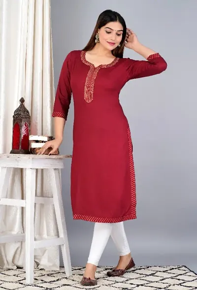 Stylish Rayon Printed Straight Kurtis