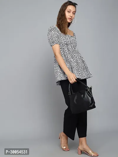 CULPI Casual Printed Women White Black Top-thumb5