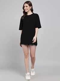 PicPok Solid Women Round Neck Black TShirt-thumb3