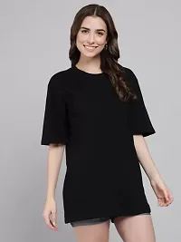 PicPok Solid Women Round Neck Black TShirt-thumb2