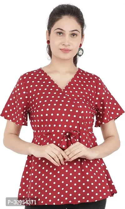 CULPI Casual Printed Women Maroon White Top-thumb0