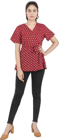 CULPI Casual Printed Women Maroon White Top-thumb3