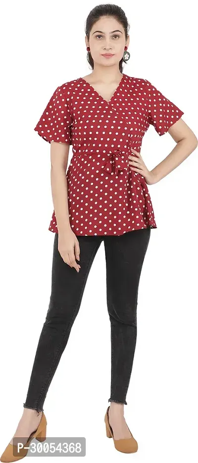 CULPI Casual Printed Women Maroon White Top-thumb4