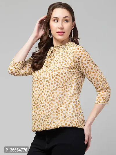 CULPI Casual Printed Women Yellow Top-thumb3