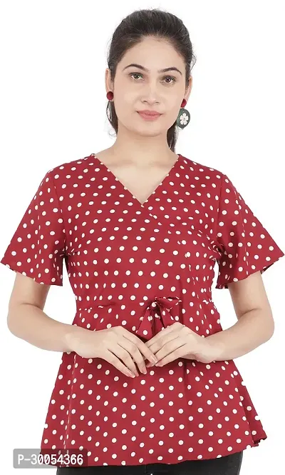 CULPI Casual Printed Women Maroon White Top-thumb0