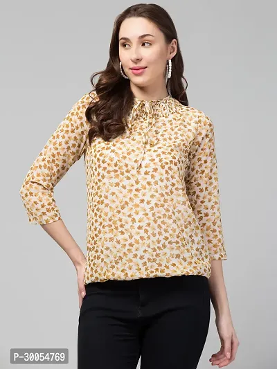 CULPI Casual Printed Women White Brown Yellow Top-thumb0