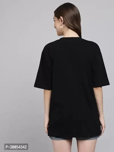 PicPok Solid Women Round Neck Black TShirt-thumb2