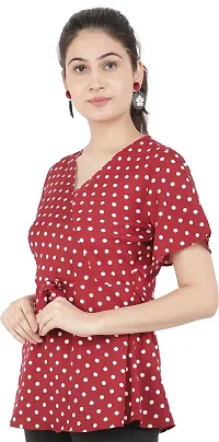 CULPI Casual Printed Women Maroon White Top-thumb2