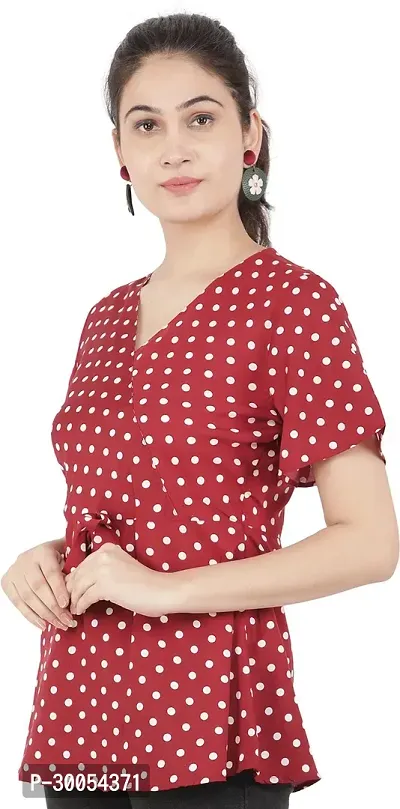 CULPI Casual Printed Women Maroon White Top-thumb3