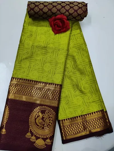 Soft Silk Saree with Zari Pallu and Blouse