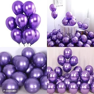 RP Bazaar Purple Metallic Balloons - 50Pcs Purple Metallic Balloons |Purple Balloons For Decoration| Purple Balloon Decoration For Birthday-thumb0