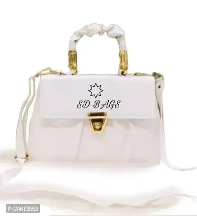 Stylish White PU Printed Sling Bags For Women