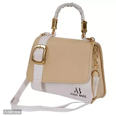 Stylish Beige PU Solid Sling Bags For Women