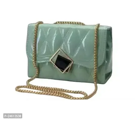 Stylish Green PU Embroidered Sling Bags For Women